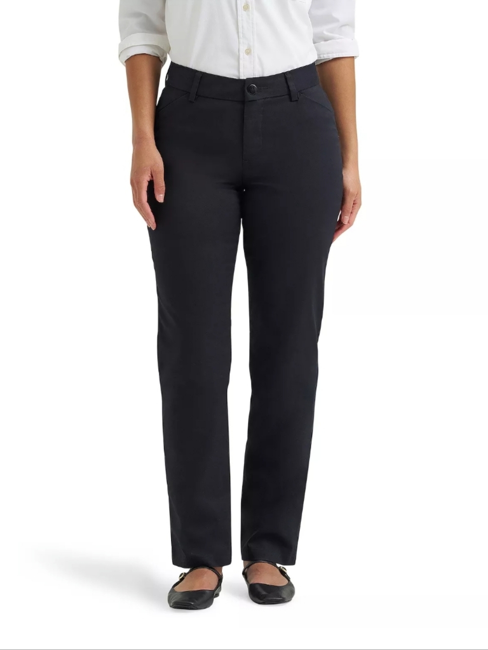 Women's Lee® Wrinkle-Free Relaxed Fit Straight-Leg Pants Size 14 Short